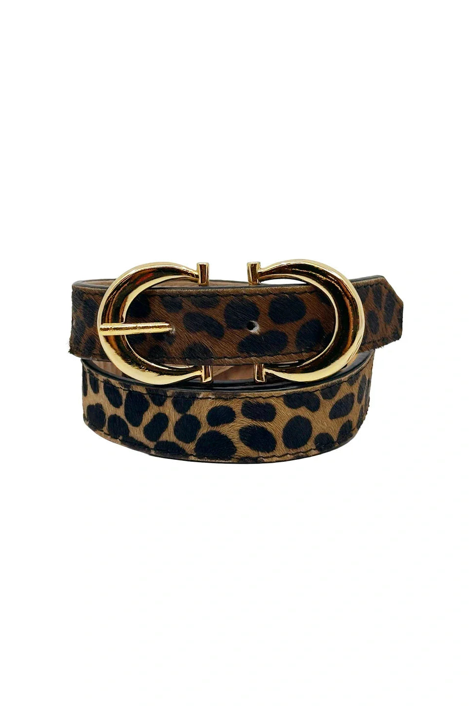 Ivy Skinny Double Buckle Belt Cheetah