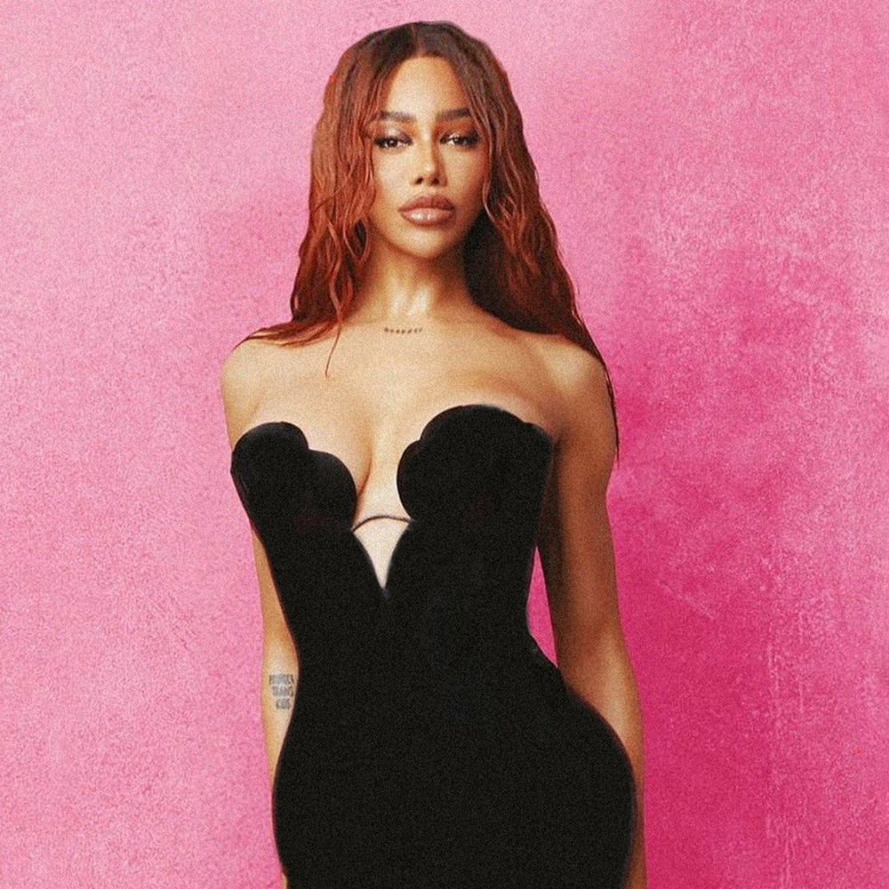Black V Neck Tube Top Dress High Elastic Bandage Dress Hip Dress