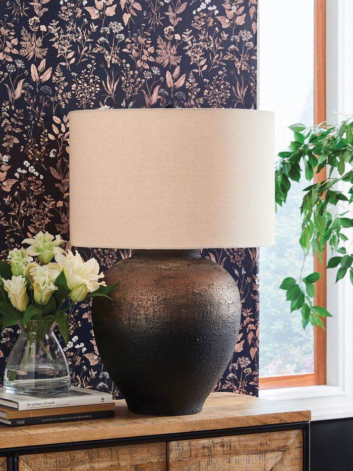 Newgerhard - Metal Table Lamp - Brown / Black