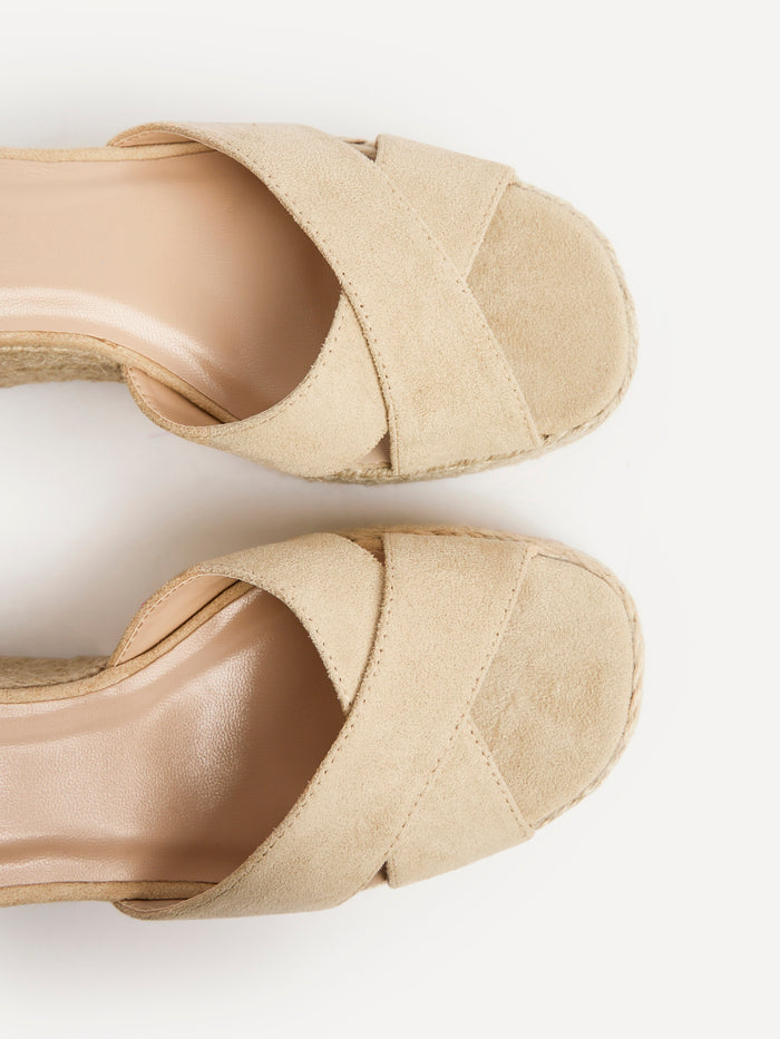 Noah Nude Crossover Wedge Sandals
