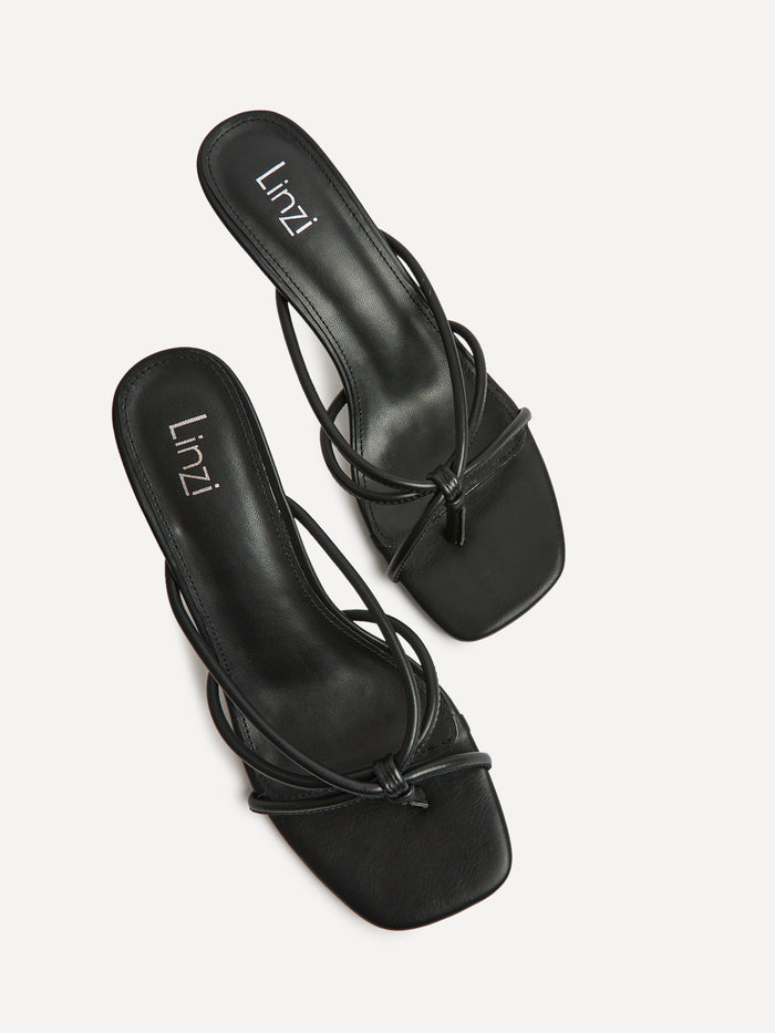 Solis Black Strappy Mule Heels
