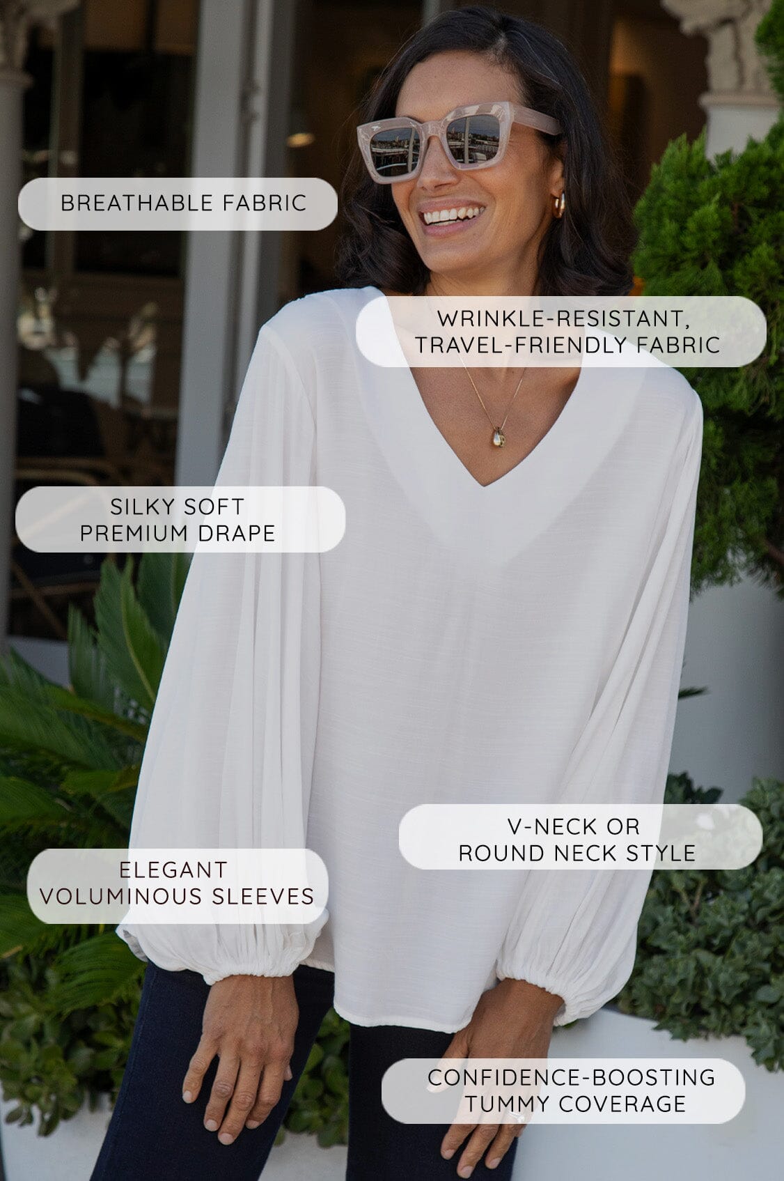 Sophia V-Neck Long Sleeve Top Olive