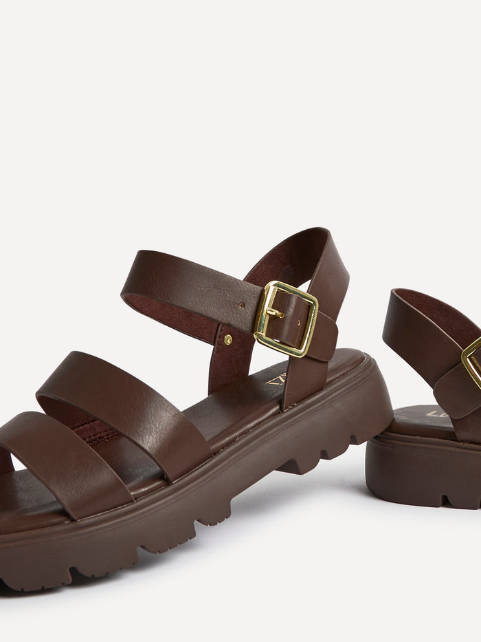 Tayla Wide Fit Brown Gladiator Sandals