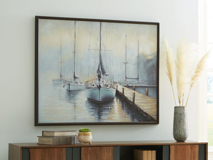 Worthney - Wall Art - Blue / White / Brown