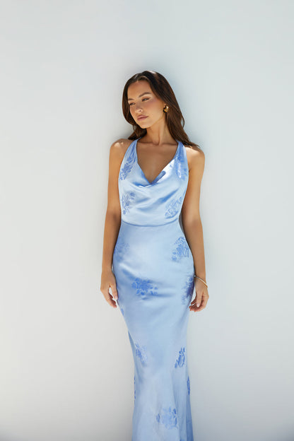 Skylar Satin Maxi Dress Blue