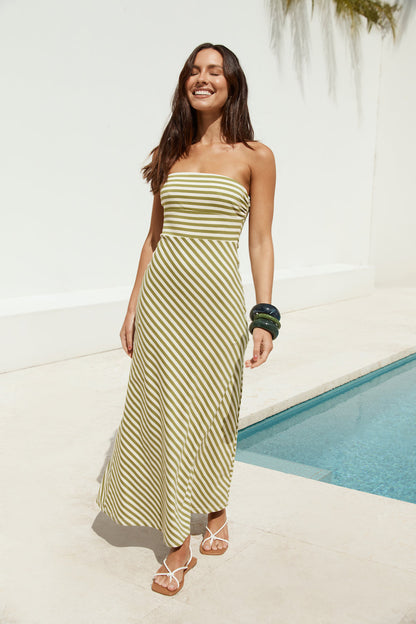 Salvadore Strapless Maxi Dress Green