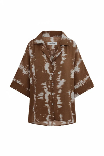 Campania Collared Short Sleeve Top Brown