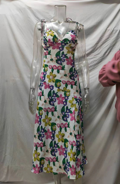 Backless Slip Dress Casual Beach Vacation Style Dress