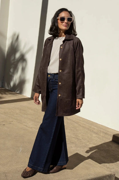 Vanessa Faux Suede Coat Chocolate
