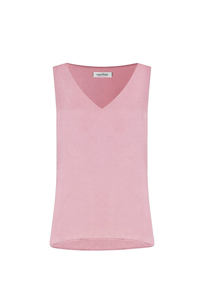 Perla Reversible Neckline Sleeveless Top in Blush
