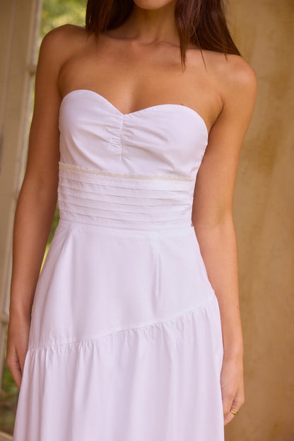 Seaside Picnic Midi Dress White