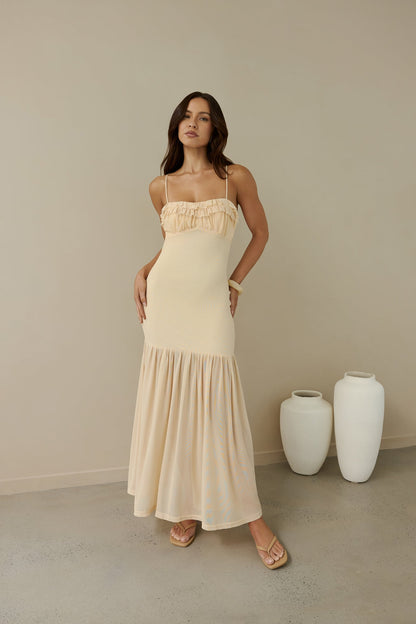Just Right Mesh Maxi Dress Yellow