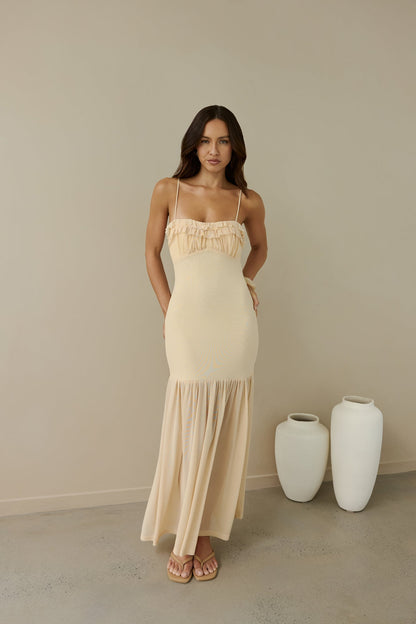 Just Right Mesh Maxi Dress Yellow