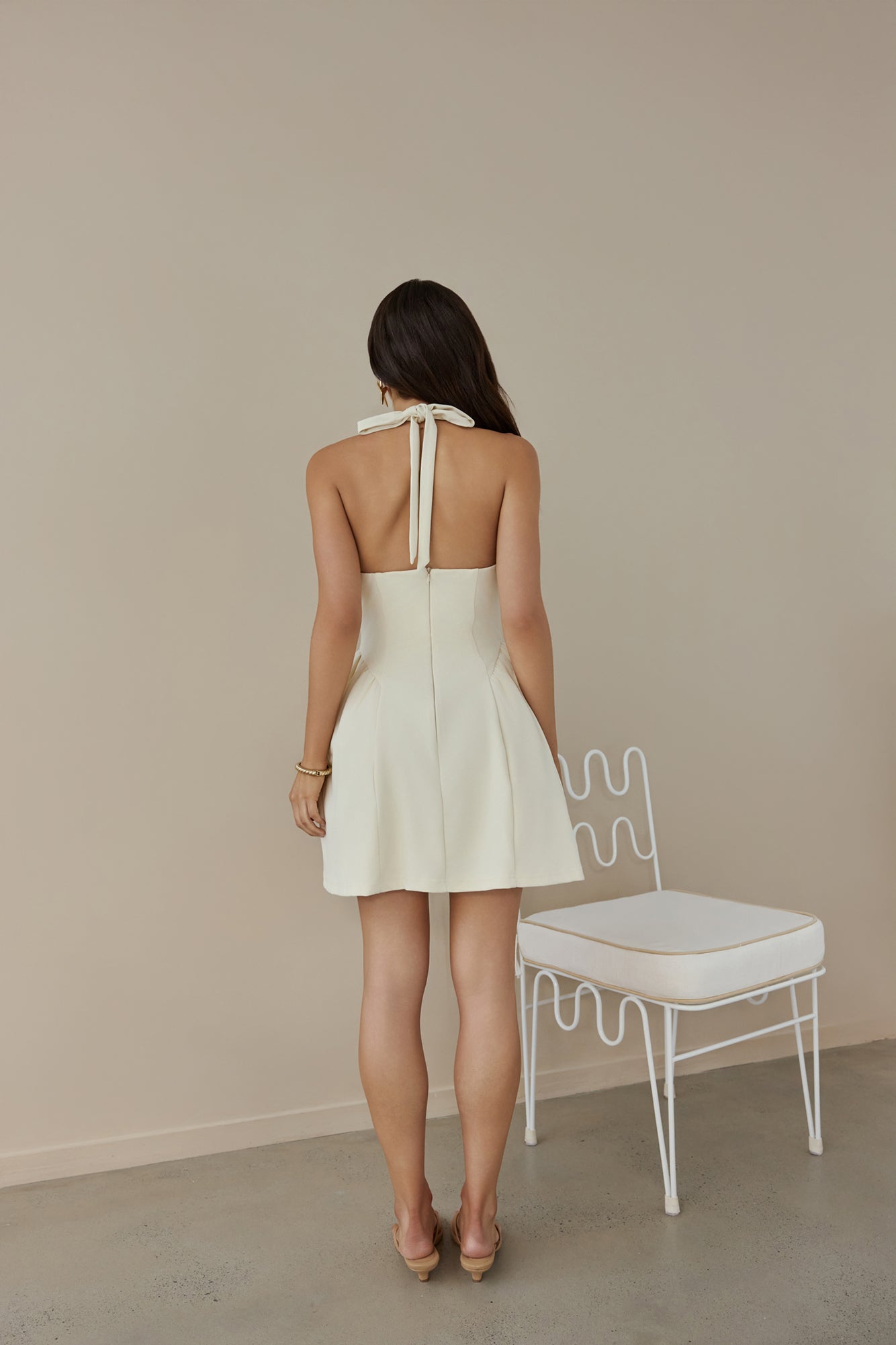 Starry Eyes Halter Mini Dress Yellow