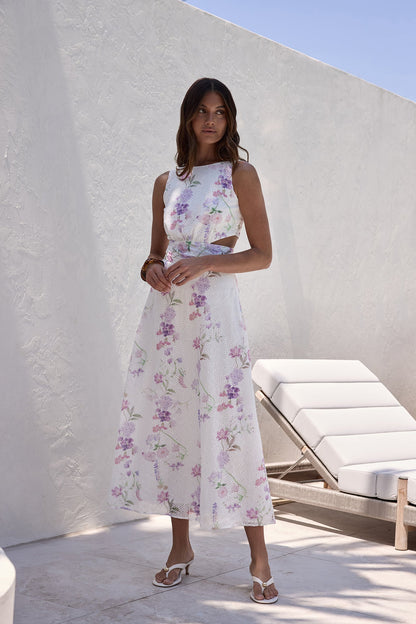 Blooming Lily Maxi Dress White