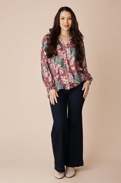 Lissy Floral Long Sleeve Top Musk