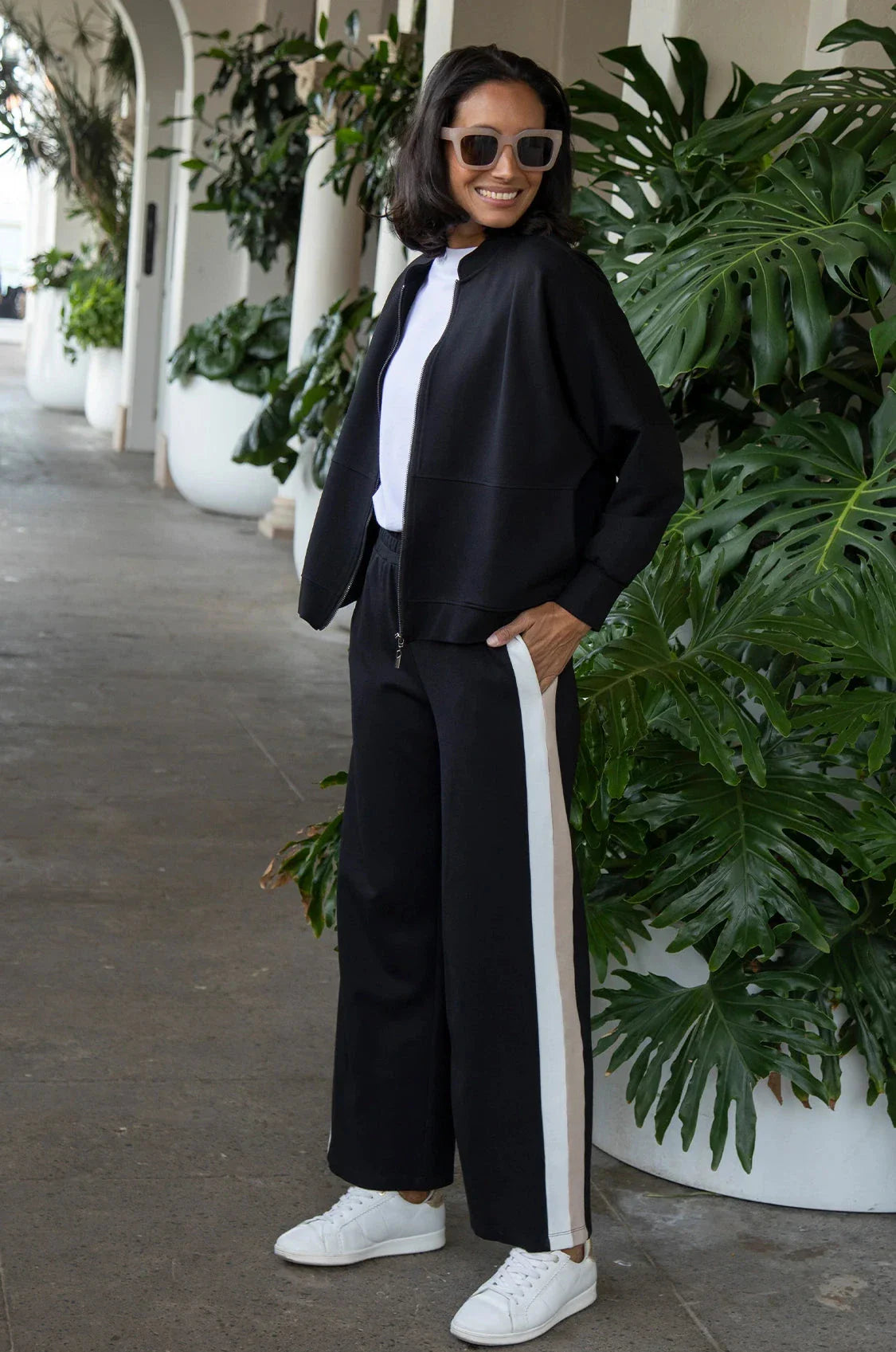 Ariana Zip Through Bomber Jacket Black