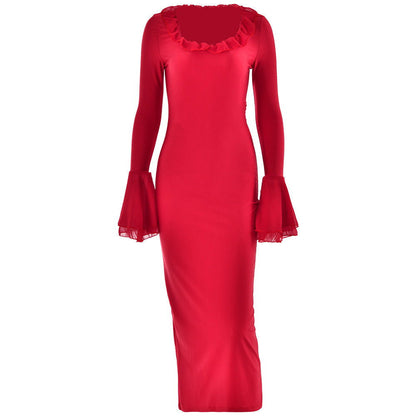 Bell Sleeve High Waist Fishtail Dress