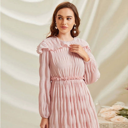 Bazaar Fall French Sweet Lace Collar Long Sleeve Dress
