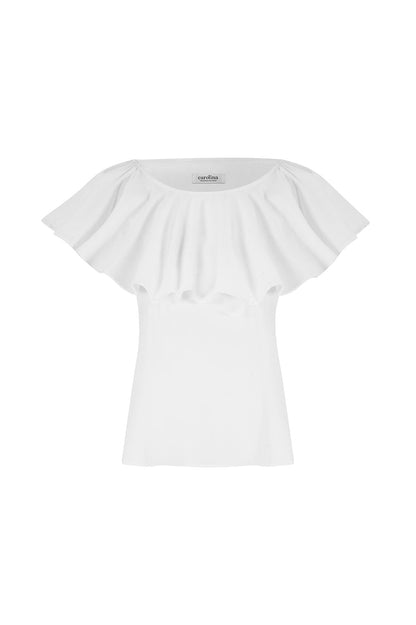 Eva Off Shoulder Ruffle Top White