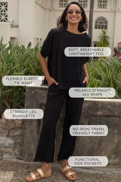 Gemma Straight Leg Tie Waist Pants Rose