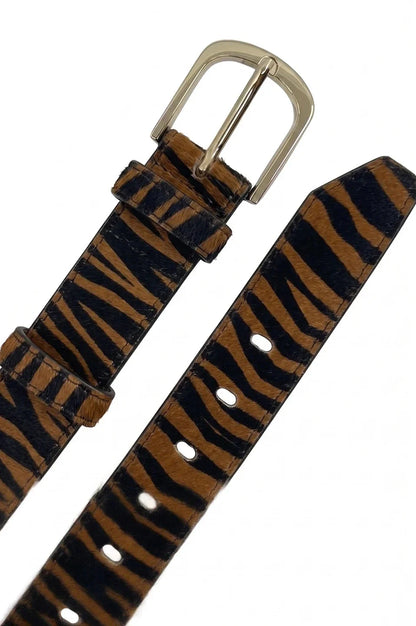 Jeans Belt Zebra Almond & Black Cowhide
