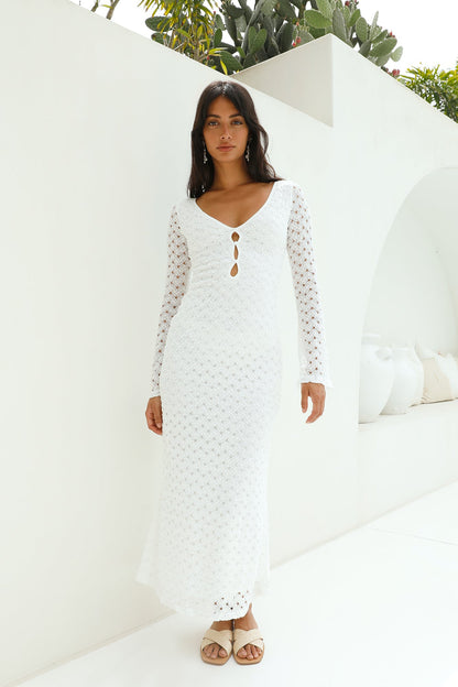 Ivory Moon Maxi Dress White