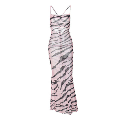 Backless Print Slim Strap Dress