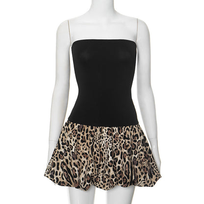 Bandeau Slim Fit High Waist Stitching Dress