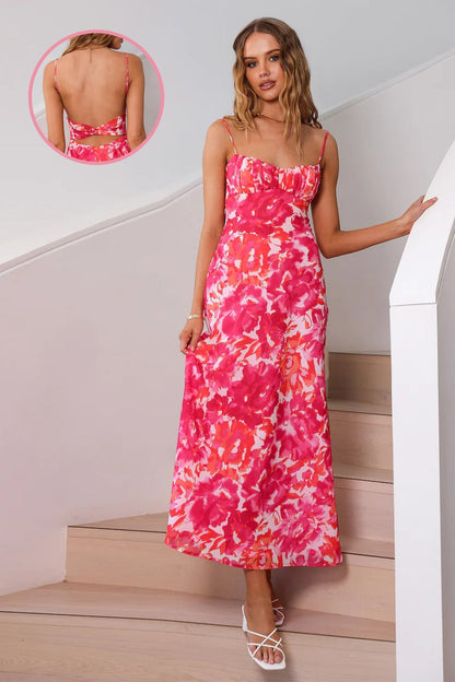 Adult Lady like Woman Thin Strap Beauty Back French Low Cut Sling Dress