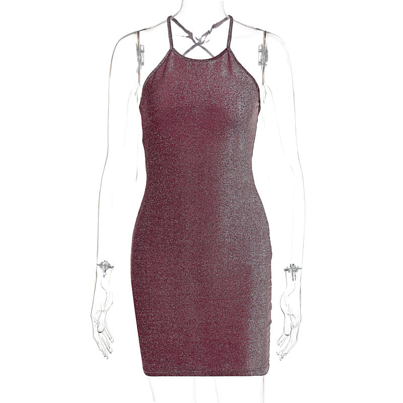 Back Cross Strap Backless Sleeveless Dress