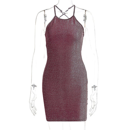 Back Cross Strap Backless Sleeveless Dress