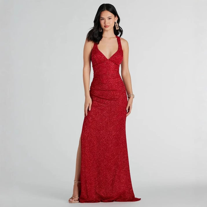 Backless Lace up Dress All Matching Maxi Dress
