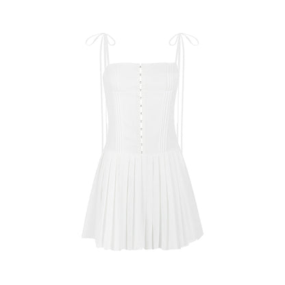 Backless White French Strap Dress