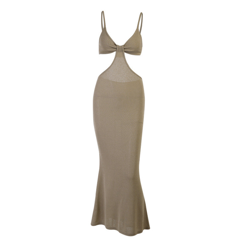 Backless Elegant Slim-fit Night Show Hollow Out Cutout Cami Dress