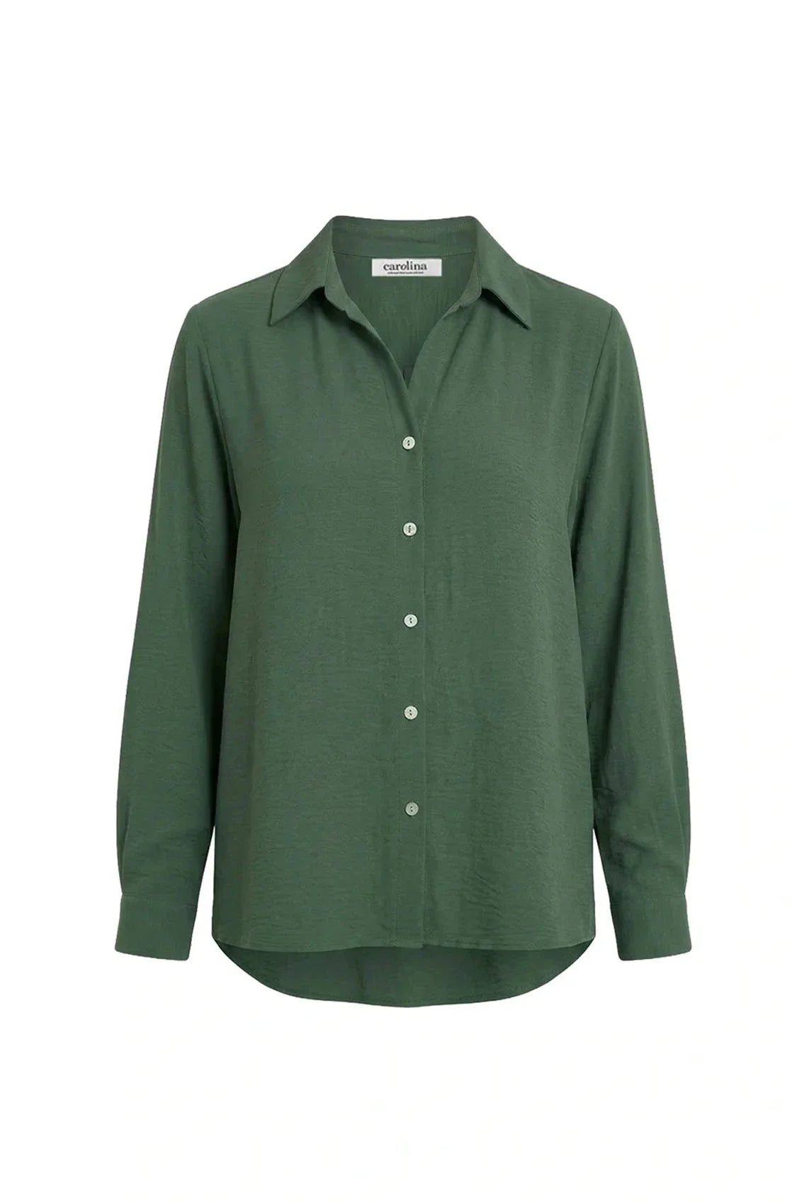 Paola Long Sleeve Collared Top Olive - Pre Order