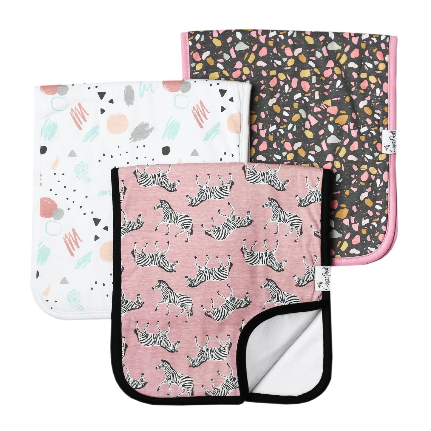 3 Pack Premium Burp Cloths - Zella