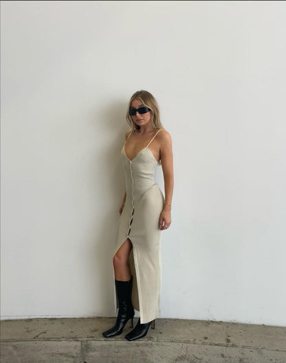 "Charlotte" long ribbed knit dress
