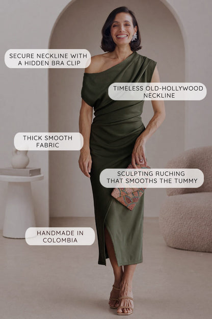 Roslyn Off Shoulder Midi Dress Red