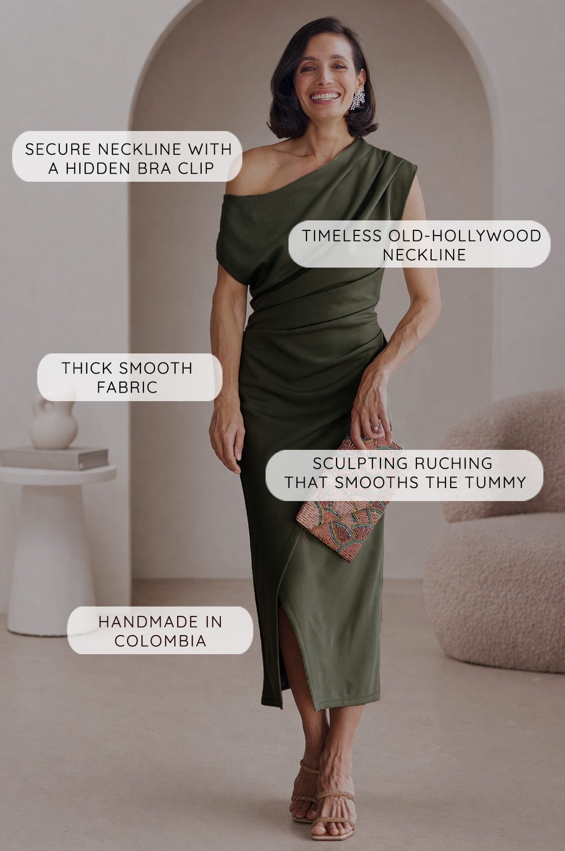 Roslyn Off Shoulder Midi Dress Blush