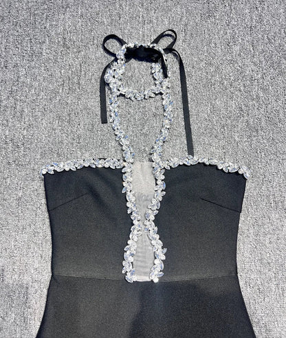Black Diamond Strapless Maxi Bandage Dress