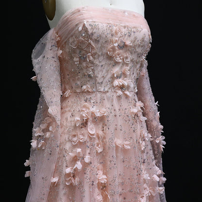 3D Flowers Long Sleeves Evening Party Dress