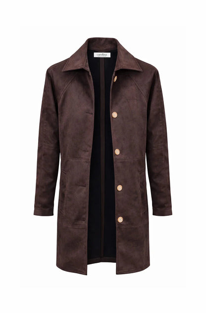 Vanessa Faux Suede Coat Chocolate