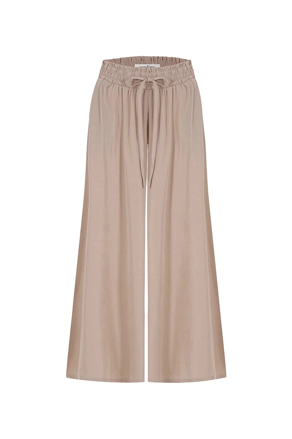 Vittoria Smocked Waist Wide Leg Pants Taupe