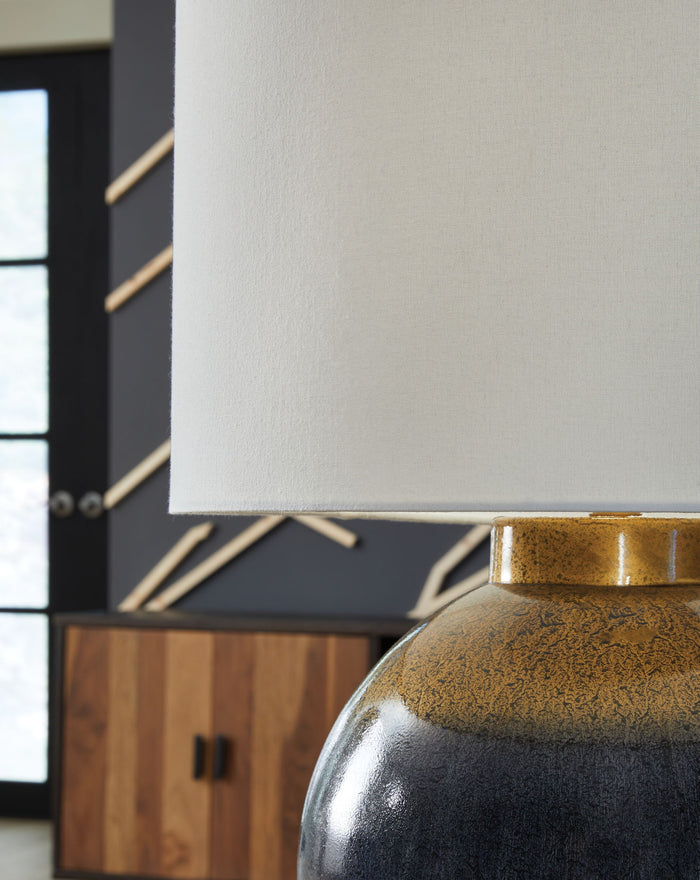 Adara - Metal Table Lamp - Blue / Gold Finish