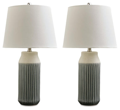 Afener - Ceramic Table Lamp (Set of 2) - Blue / Beige