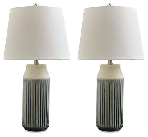 Afener - Ceramic Table Lamp (Set of 2) - Blue / Beige