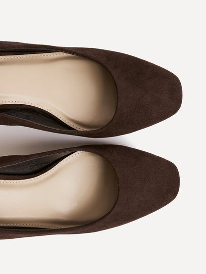 Agenda Brown Faux Suede Court Heels