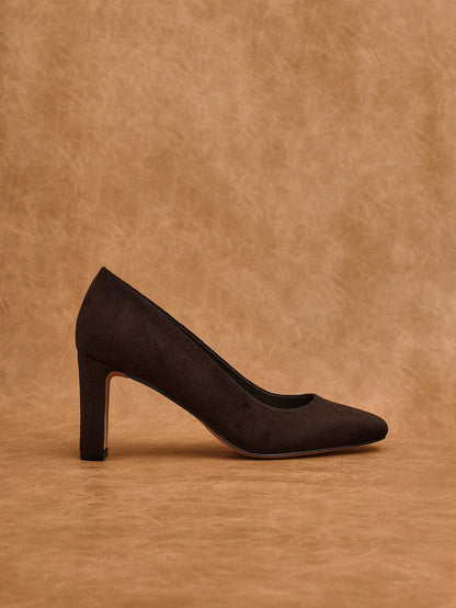 Agenda Brown Faux Suede Court Heels