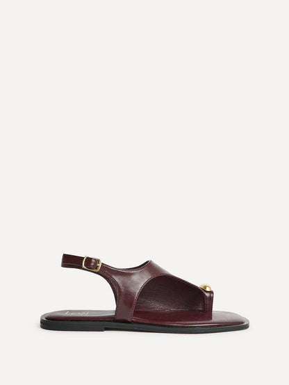 Alina Burgundy Flat Sandals